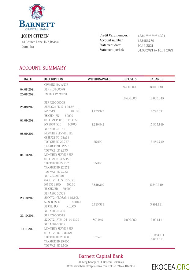 Déclaration de Dominique Barnett Capital Bank